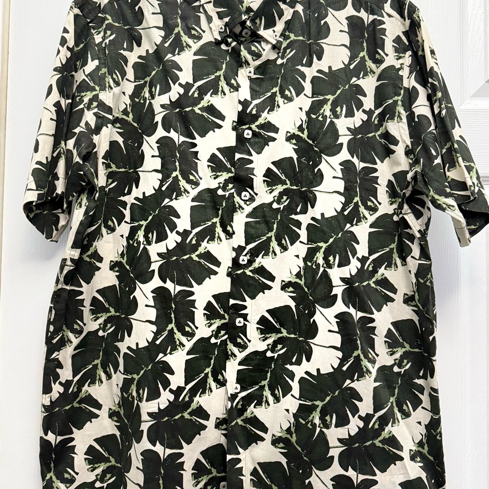 & Other Stories Black and White Leaf Print Shirt